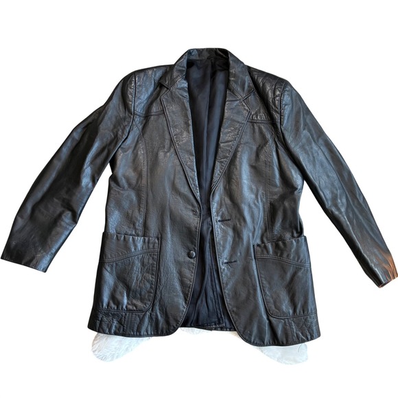 Pioneer Wear Other - Pioneer Wear Albuquerque Vintage Black Genuine Leather Western Blazer Jacket 42